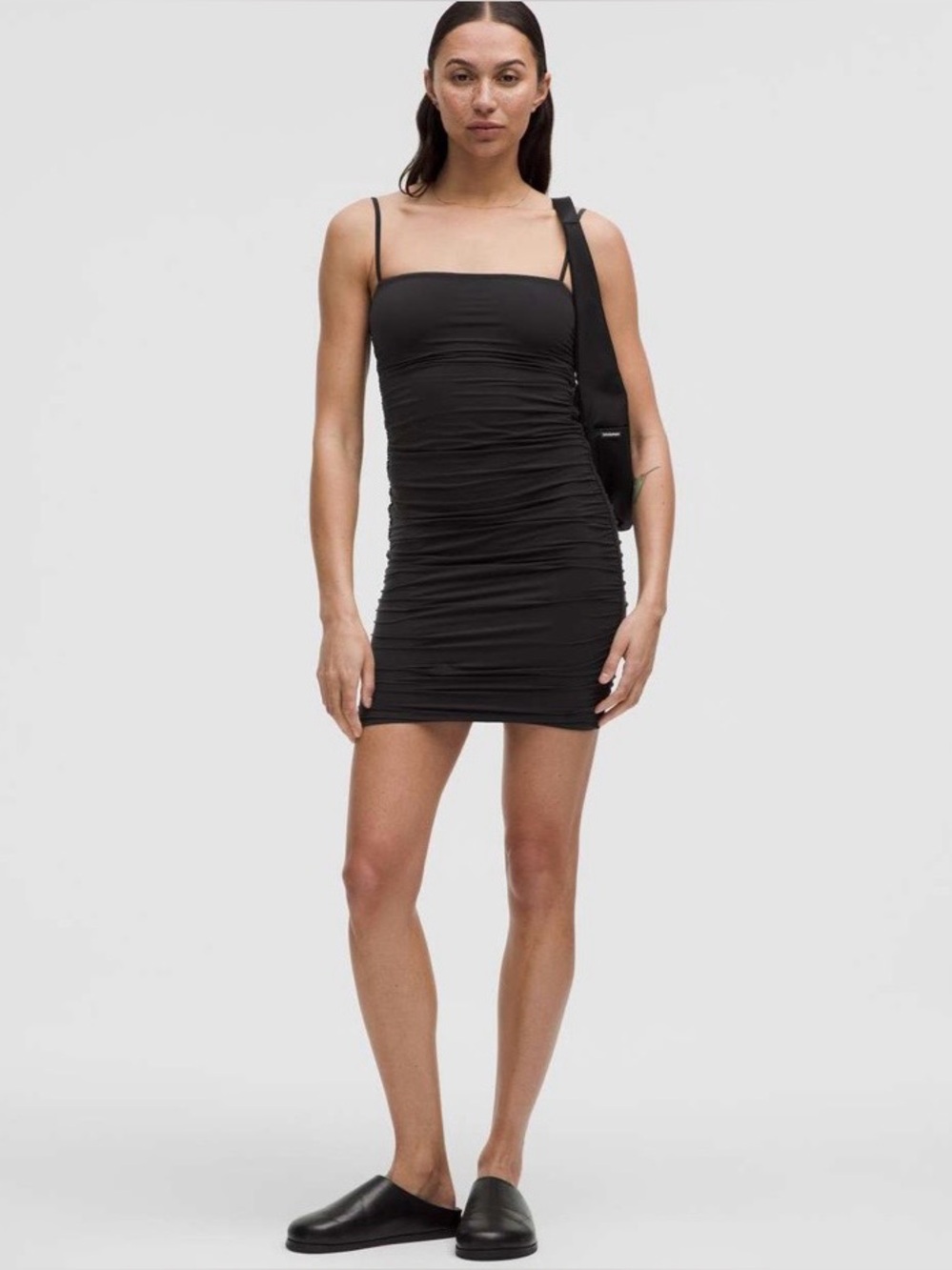 Lululemon Wundermost Ultra-Soft Nulu Ruched Spaghetti-Strap Dress Black